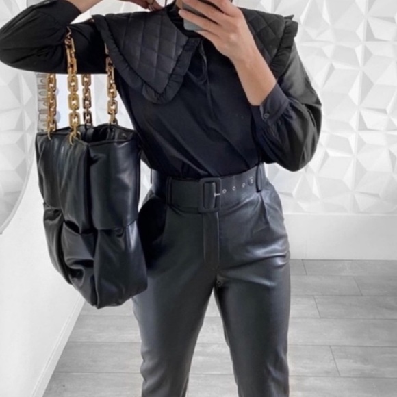 ZARA | Faux Leather Belted Pants - Picture 4 of 7